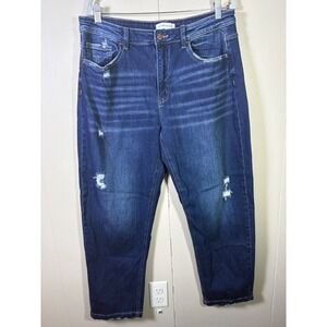 Flying Monkey Distressed High Rise Barrel Jeans Dark‎ Wash Size 32